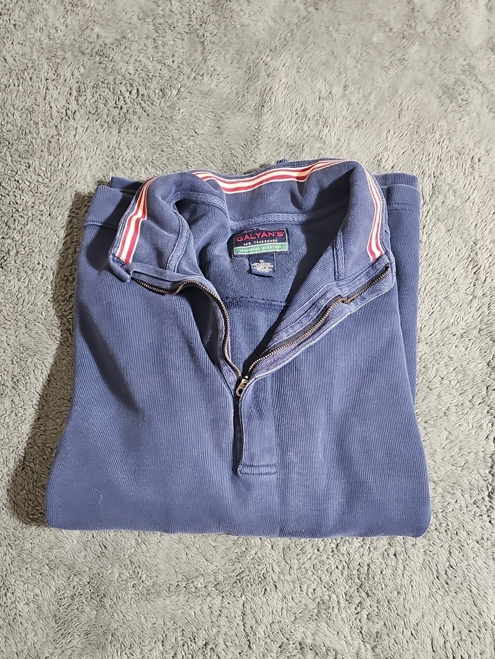 Galyans Trading Co Vintage Defunct Quarter Zip Pullover Shirt Blue Size XL
